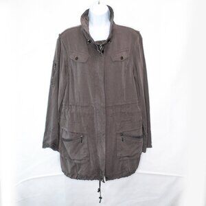 Esprit Utility Jacket Womens 6 Gray Soft Lyocell Casual Pockets Chore QQ16